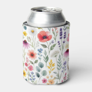 Porta-lata Flor de Campo Botânica Floral Aquarela Selvagem