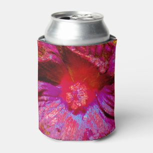 Porta-lata Flor de Hibisco Vermelha Psicodélica e Trippy Retr