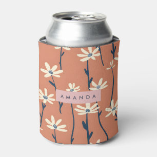 Porta-lata Flor de Margarida Retro Divertida Personalizada