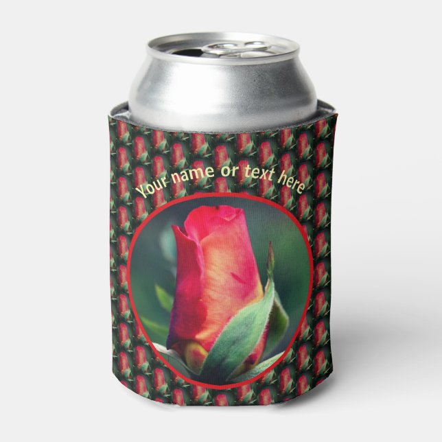 Porta-lata Flor Red Rosebud Personalizado (Can Front)