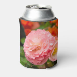 Porta-lata Flor rosa delicada após a chuva