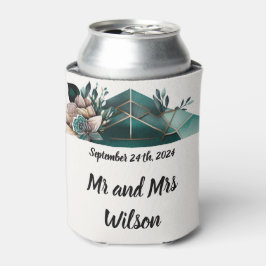 Porta-lata Flor rosa Design Geométrico Verde Moderna