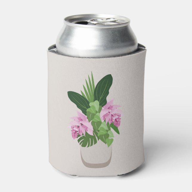 Porta-lata Flor rosa Tropical Medinilla em Beige Vase (Can Front)
