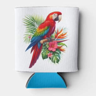 Porta-lata Flor tropical de arara vermelha