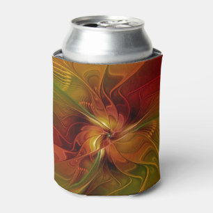 Porta-lata Flor verde-laranja-abstrato Vermelho Castanho-Cast