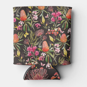 Porta-lata Flora Aussie: Fusão Tropical de Aquarela