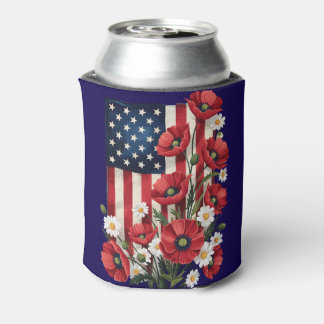 Porta-lata Floral American Flag Can Cooler