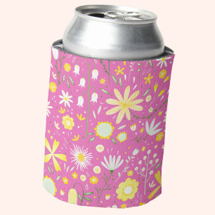 Porta-lata Floral de Flor Botânico Rosa Quente