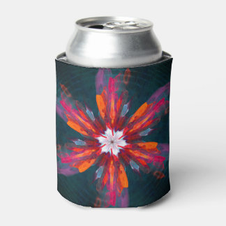 Porta-lata Floral Flores de Mandala Laranja Vermelho Abstrato