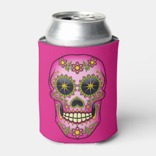 Porta-lata Floral magenta do crânio do açúcar