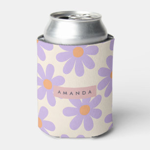 Porta-lata Floral Personalizado de Lavanda Margarida Retro