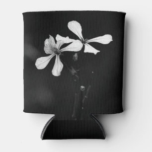 Porta-lata floral preto e branco mínimo