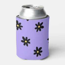 Porta-lata Floral Preto Roxo Elegante e Bebida Chic