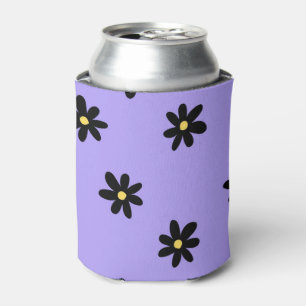 Porta-lata Floral Preto Roxo Elegante e Bebida Chic