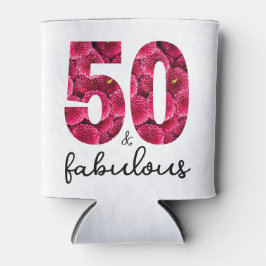 Porta-lata Floral rosa 50 e Festa de aniversário 50 fabulosa