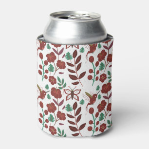 Porta-lata Floral seamless pattern birds and butterflies