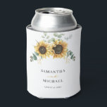 Porta-lata Floral Sunflower Eucalyptus Wedding<br><div class="desc">Crie um Conjunto de Velas Florais de Girassol e Eucalyptus modernos, com este modelo bonitinho apresentando um belo buquê floral rústico com a moderna tipografia simples. DICA: Cartões de suíte de casamento iguais, como RSVP, programas de casamento, banners, tapeçarias, etiquetas de presentes, placas e outras pegadas de casamento e guloseimas...</div>