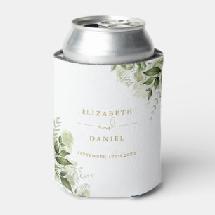 Porta-lata Floral Verde Elegante Casamento Dourado