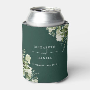 Porta-lata Floral Verde Esmeralda Elegante Casamento
