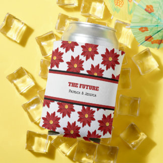 Porta-lata Floral Vermelho e Dourado Geométrico