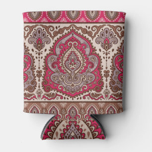 Porta-lata Floreal paisley, padrão étnico de mandala.