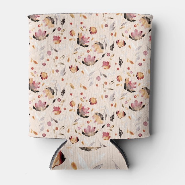 Porta-lata Flores abstrato tropicais: fundo aquarela. (Frente)