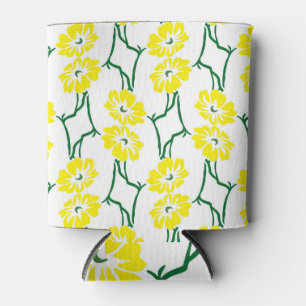 Porta-lata Flores Amarelas: Padrão Ilustrado Sem Costura
