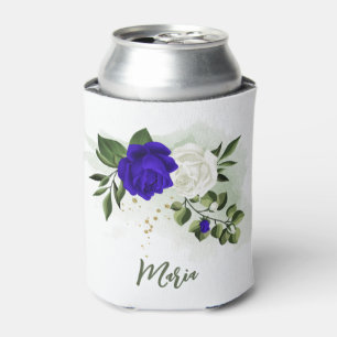 Porta-lata flores azuis e brancas reais