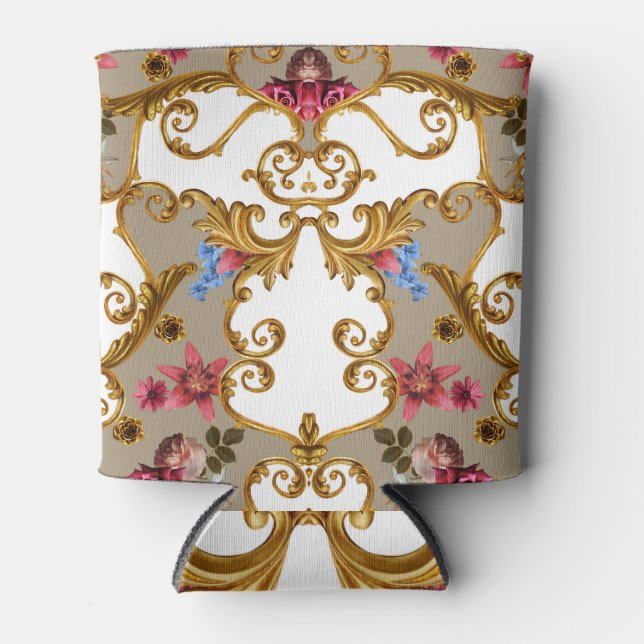 Porta-lata Flores Barrocas: Opulência Ouro. (Frente)