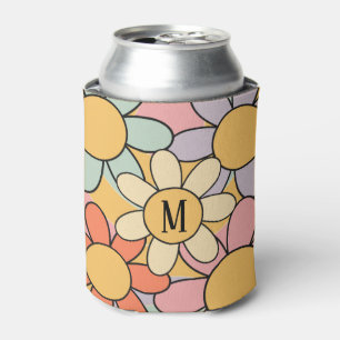 Porta-lata Flores coloridas bonitas de cor retrógrada estilo 