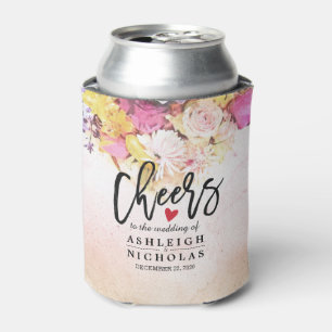 Porta-lata Flores Coloridas de Aquarela Casando Saúde ao Amo