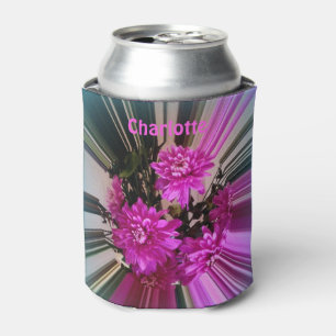 Porta-lata Flores Cor-de-Rosa Brilhantes Florais Personalizad