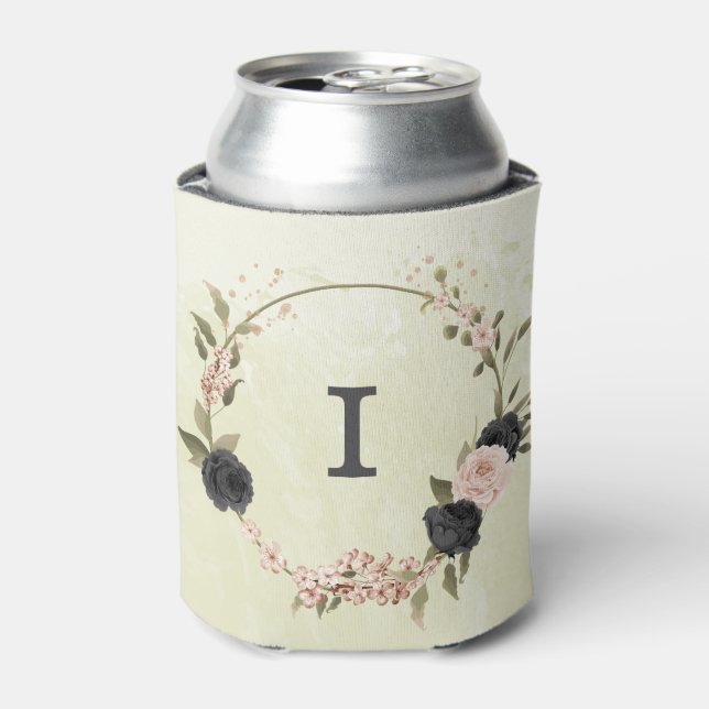 Porta-lata flores cor-de-rosa com blush preto (Can Front)