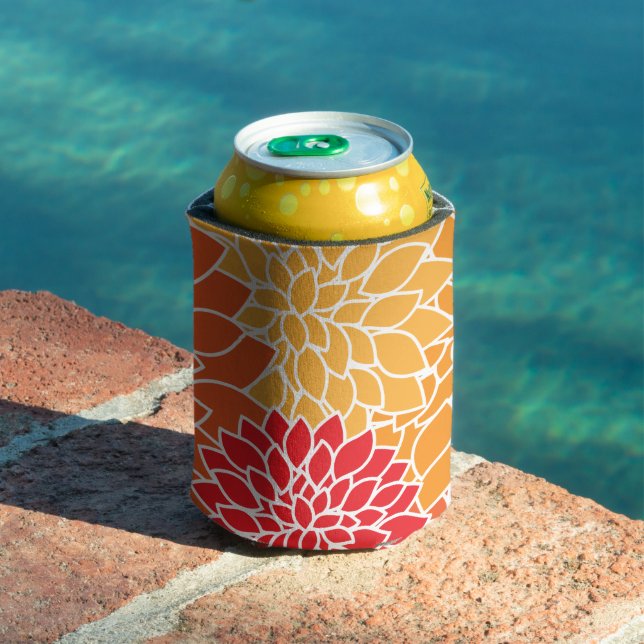 Porta-lata Flores Dahlia, Padrão De Flores, Laranja Dahlia (Piscina in situ)