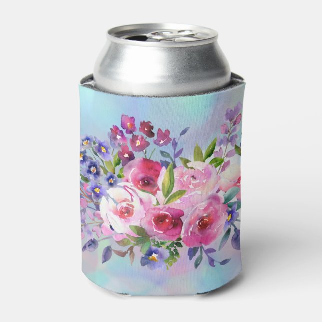 Porta-lata Flores De Aquarela Podem Ocultar (Can Front)