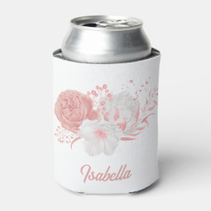 Porta-lata flores de casamento cor-de-rosa e branco romântica