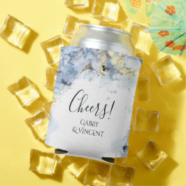 Porta-lata Flores de Hydrangea Azul Aquarela Favor de Casamen