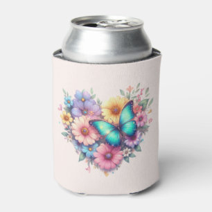 Porta-lata Flores de Margarida com uma Bela Borboleta