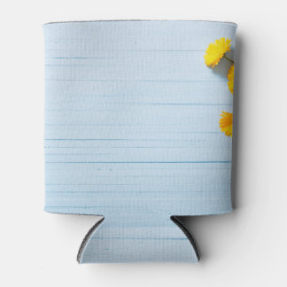 Porta-lata Flores do Calendário: Fundo de Madeira Azul