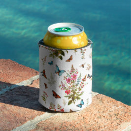 Porta-lata Flores e borboletas