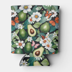 Porta-lata Flores e borboletas de abacates