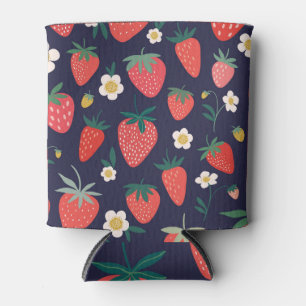 Porta-lata Flores e Frutas de morango: Padrão Decorativo