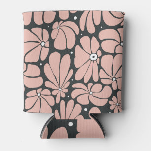 Porta-lata Flores estilizadas, padrão floral uniforme.