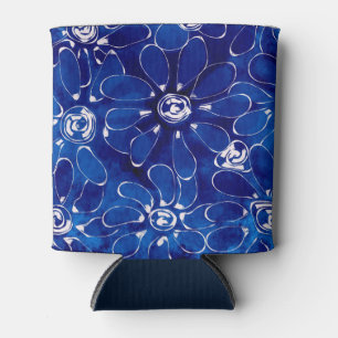 Porta-lata Flores Flores Abstrato Branco Azul