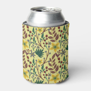 Porta-lata Flores, flores, folhas, ramos, sem costura,