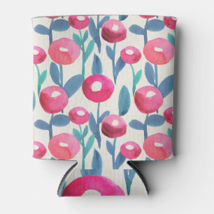 Porta-lata Flores ilustradas à mão: textura aquosa.