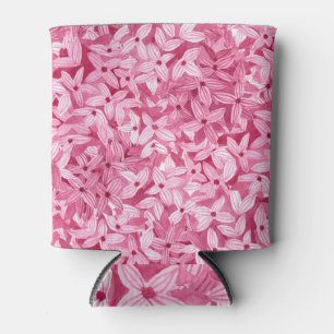 Porta-lata Flores lilases de aquarelas: fundo floral rosa