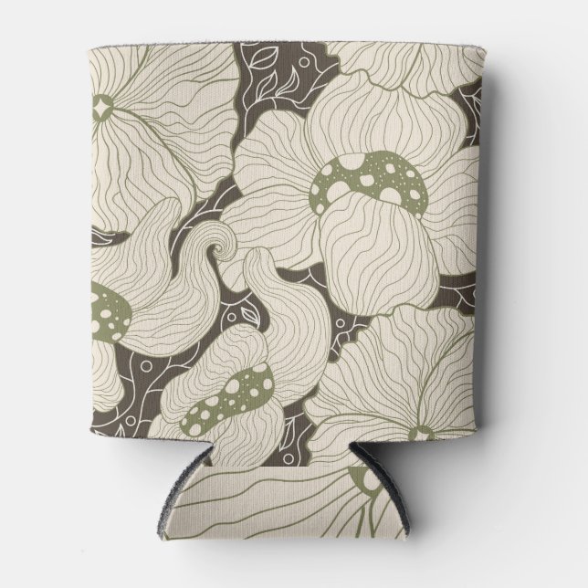 Porta-lata Flores Monocromáticas Art Nouveau Seamless (Frente)