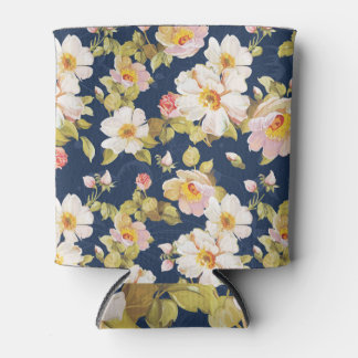 Porta-lata Flores Negros, Elegance Floral Vintage.