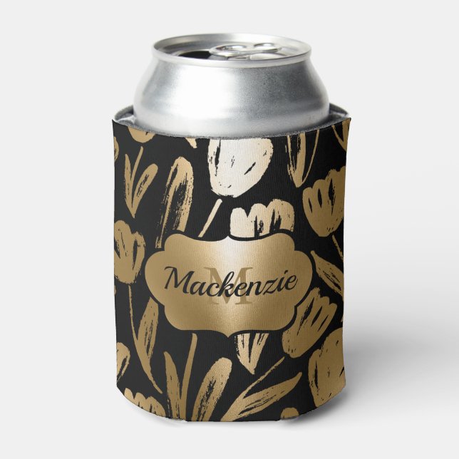 Porta-lata Flores Pretas e Ouros (Can Front)